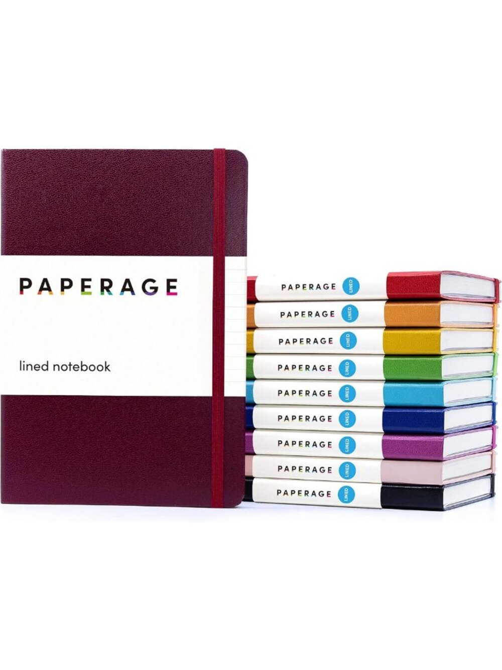 Bright Rainbow Lined Journal Notebook - 10 Pack, 160 Pages, Medium 5.6"x8